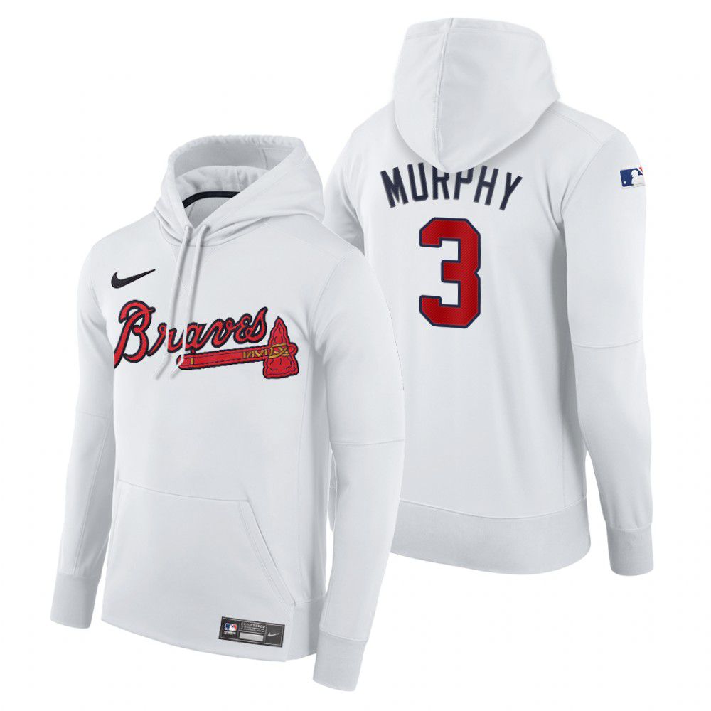 Men Atlanta Braves #3 Murphy white home hoodie 2021 MLB Nike Jerseys